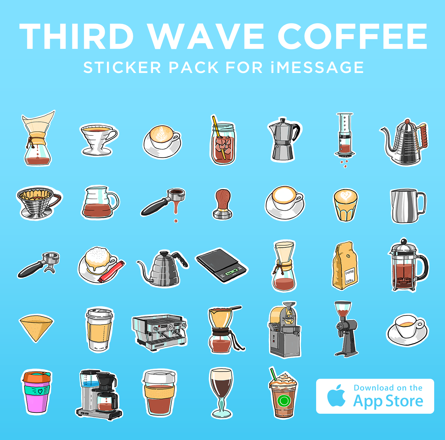 third wave coffee sticker set for iMessage